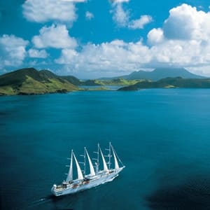 Windstar Cruise ship sailing blue waters