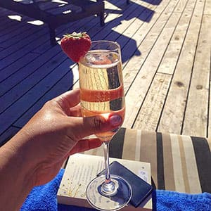 toasting with champagne aboard cruise