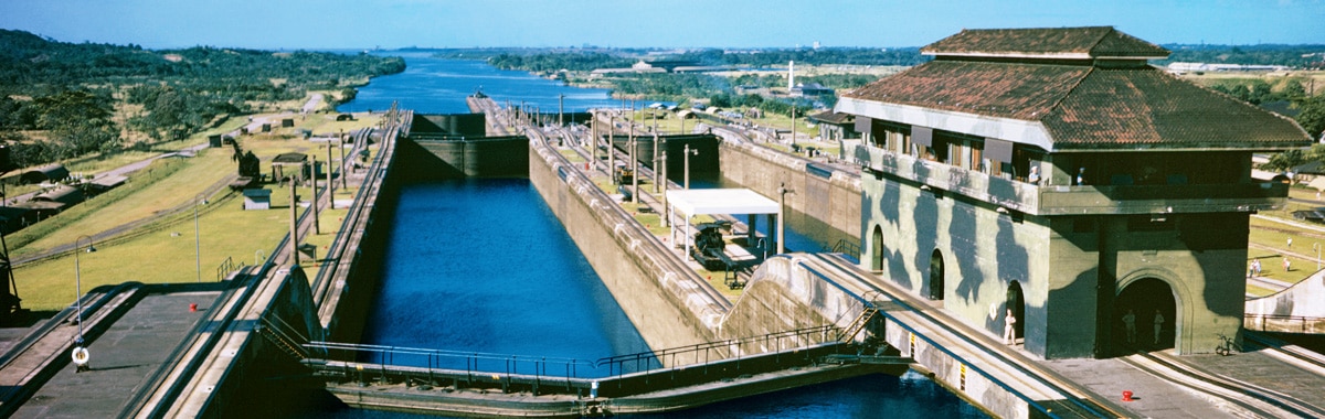 A raised photo of the Panama Canal
