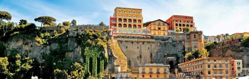 Looking up at the Italian buildings of Sorrento