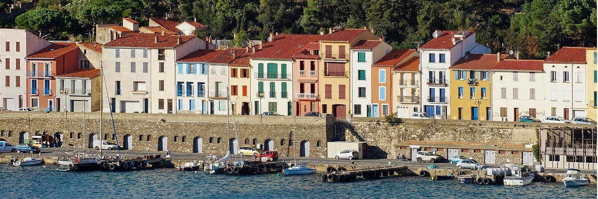 Colorful waterfront houses in the harbor of Port-Vendres