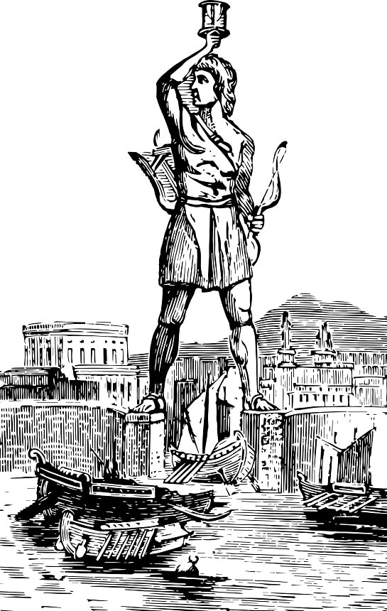Vintage illustration of what the Colossus of Rhodes may have looked like