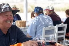 Guests dining in Greece